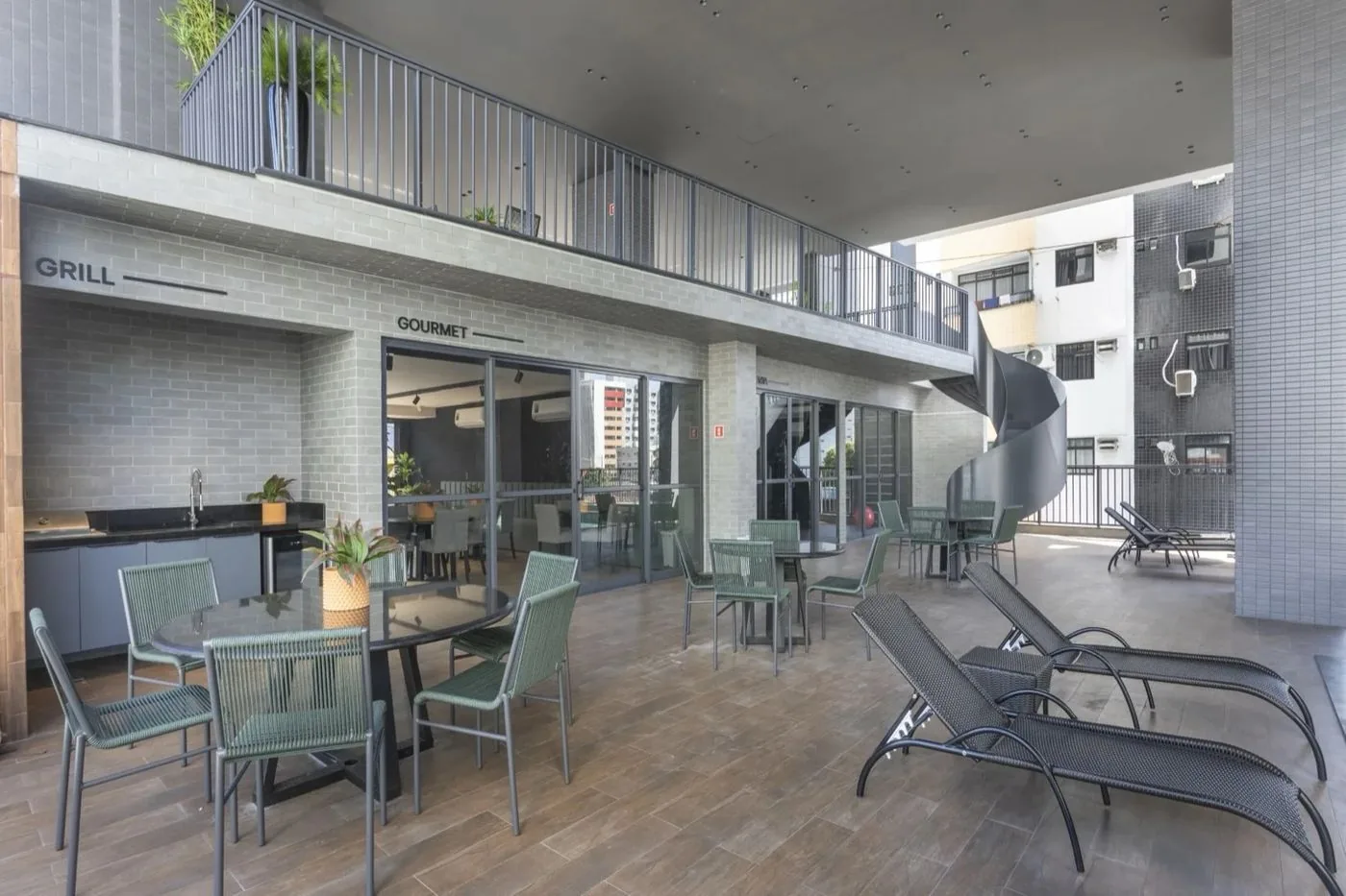 Espaço grill e lazer do Edifício Solaz Smart Living
